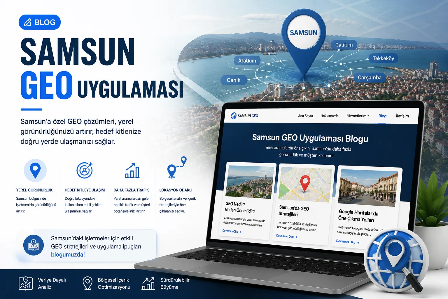 Samsun GEO hizmetini anlatan teknolojik dijital görünürlük görseli